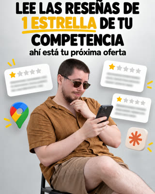 Lee las reseñas de 1 estrella de tu competencia